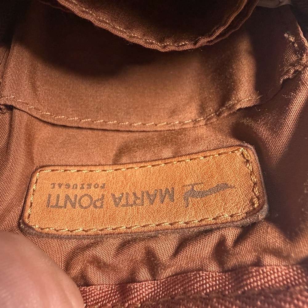 Marta Ponti Cognac Tan Genuine Leather Crossbody Phone Bag Made in Portugal - Picture 4 of 5